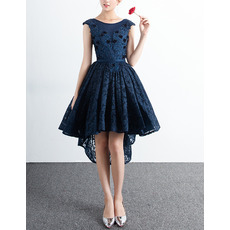 Women Ball Gown Sleeveless High-Low Lace Cocktail Party Dress