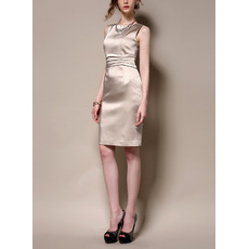 Modern Sheath Sleeveless Knee Length Satin Semi-Formal Cocktail Party Dress