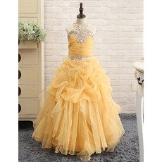 Pretty Floor Length Organza Pick-Up Skirt Little Girls Party/ Pageant Dress