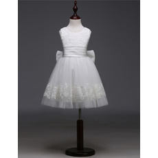 Simple New Ball Gown Sleeveless Short First Communion Dress with Bows