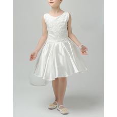 Simple Custom A-Line Sleeveless Short Taffeta Flower Girl Party Dress