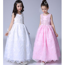 Pretty Ball Gown Ankle Length Satin Lace Flower Girl Dress