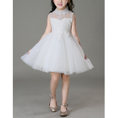 Inexpensive Cuite A-Line Mini/ Short Organza Beading Flower Girl Dress