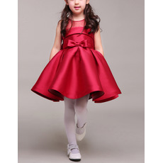 Inexpensive Stunning Ball Gown Sleeveless Mini/ Short Red Satin Flower Girl Dress