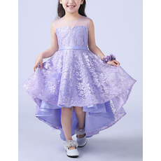 Pageant Cute A-Line High-Low Asymmetric Lace Flower Girl Dress