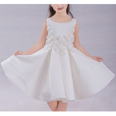 Lovely A-Line Knee Length Satin Flower Girl Dress with Appliques