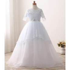Princess Ball Gown Flower Girl/ First Communion Dress with Half Sleeves