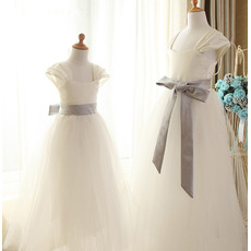 Lovely Satin Flower Girl/ First Communion Dress with Sashes