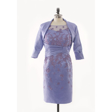 Custom Column Sleeveless Short Satin Mother Dress with Jackets