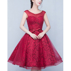 Hipster A-Line Short Lace Organza Formal Homecoming Dress