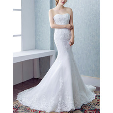 Classy Mermaid Sweetheart Court Train Satin Organza Bridal Wedding Dress