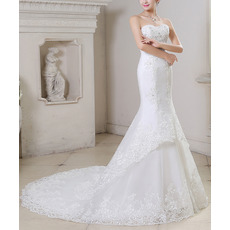 Sexy Mermaid Sweetheart Sleeveless Court Train Organza Wedding Dress