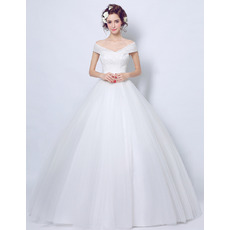 Inexpensive Chic Ball Gown Off-the-shoulder Floor Length Wedding Dress