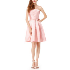 Discount Custom Strapless Sleeveless Short Satin Bridesmaid/ Homecoming Dress