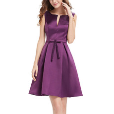 Affordable Sleeveless Short Satin Bridesmaid/ Homecoming Dress