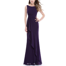 Cheap Sheath Sleeveless Long Chiffon Bridesmaid Dress for Wedding