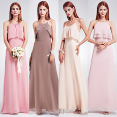 Unique Spaghetti Straps Long Chiffon Bridesmaid Dress with Different Styles