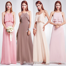 Affordable Spaghetti Straps Long Chiffon Bridesmaid Dress with Different Styles