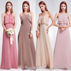 Elegant Spaghetti Straps Long Chiffon Bridesmaid Dress with Different Styles