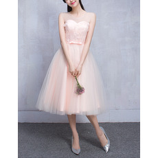 Inexpensive Sweetheart Sleeveless Knee Length Bridesmaid Wedding Dress