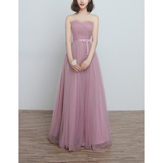 New Sweetheart Long Satin Tulle Bridesmaid Wedding Dress