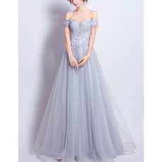 Inexpensive A-Line Off-the-shoulder Floor Length Formal Evening Dress