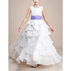 Stylish Floor Length Chiffon Layered Skirt Flower Girl Dress