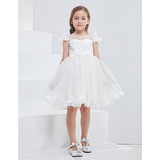 Kids Adorable Sleeveless Mini/ Short Organza Flower Girl Dress