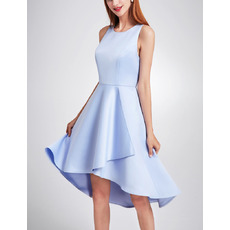 Spring Asymmetric High-Low Satin Evening Cocktail Dress