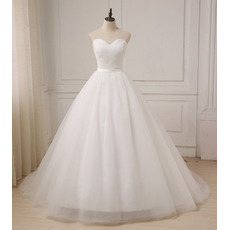 Cheap Custom Classic A-Line Sweetheart Floor Length Organza Wedding Dress