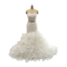 Stunning Trumpet Sweetheart Long Ruffle Skirt Wedding Dress