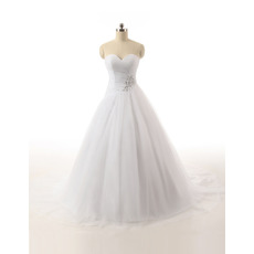 Classic Ball Gown Sweetheart Floor Length Satin Organza Wedding Dress