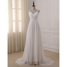 Elegant Sweetheart Straps Sweep Train Chiffon Wedding Dress