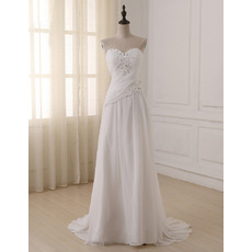 Elegant Sweetheart Sleeveless Sweep Train Chiffon Wedding Dress