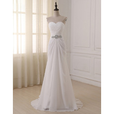 Elegant Sweetheart Floor Length Chiffon Lace-Up Wedding Dress