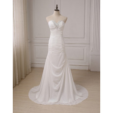 Elegant Sweetheart Sweep Train Chiffon Pleated Wedding Dress