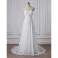 Classy Simple Sweetheart Sleeveless Sweep Train Chiffon Wedding Dress