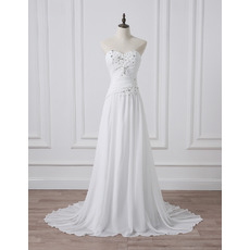 Simple Classy Sweetheart Sleeveless Sweep Train Chiffon Wedding Dress