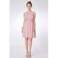 Designer Summer Spaghetti Straps Mini/ Short Chiffon Bridesmaid Dress