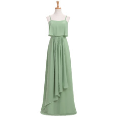 Romantic Floor Length Chiffon Bridesmaid Dress with Spaghetti Straps