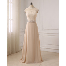 Style Sleeveless Floor Length Chiffon Lace Formal Evening Dress