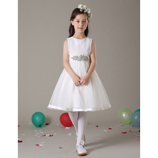 Little Girls Lovely A-Line Knee Length Satin Organza First Communion Dress/ Party Dress