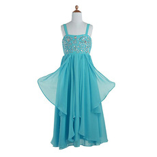 Cute Empire Floor Length Chiffon Flower Girl Dress with Straps