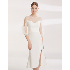 Elegant Sheath Tea Length Cocktail/ Holiday Dress with Sleeves