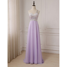 Elegant One Shoulder Floor Length Chiffon Evening/ Prom Dress