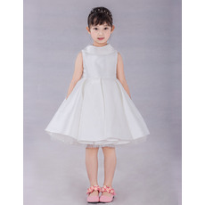 Little Girls Adorable A-Line Lapel Knee Length Satin Flower Girl Dress