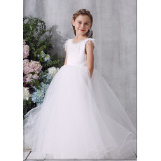 Custom Ball Gown Floor Length Organza Flower Girl / Communion Dress