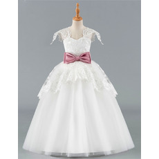 New Ball Gown Floor Length Flower Girl Dress with Belts