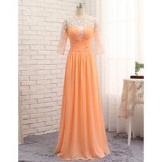 Custom Floor Length Chiffon Prom/ Formal Dress with 3/4 Long Sleeves