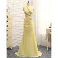 Elegant One Shoulder Floor Length Chiffon Prom/ Formal Dress